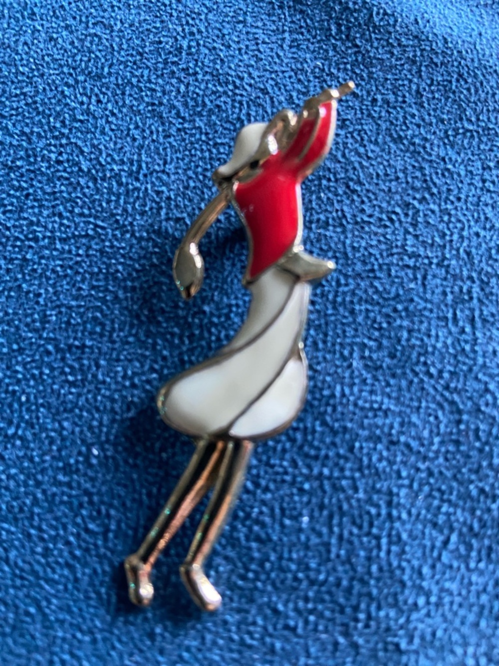 Elegant Red and White Enamel golfing  Woman Brooch lightweight
